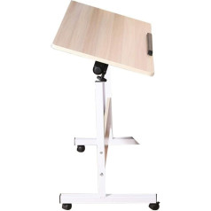 Bseack Foldable Moving Bedside Table with Lockable Universal Wheel Tilt Top Overbed Height Adjustable Table Lazy Bed Desk for Bedroom Dormitory (Color : Maple)