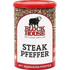 Block House Steak Pepper, Spice Mix for Steaks in Restaurant Quality, Also Suitable for Marinades, 200 g Tin with Shaker Attachment