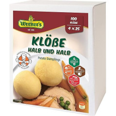 Werner´s Pelmeņi pusīti - liels konteiners - 4 x 0,75 kg = 4 x 25 pelmeņi, bez lipekļa, bez laktozes, bez krāsvielām, bez aromatizētājiem,