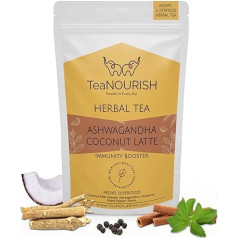 TeaNOURISH Ashwagandha Coconut Latte | Žolelių arbata be kofeino | Indijos supermaistas Ashwagandha ir kokosai | Mažina stresą ir palaiko imunitetą | 100 % natūrali - 100 g