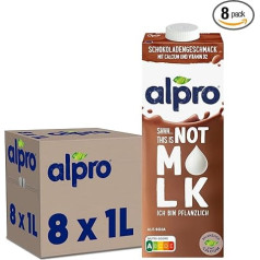 Alpro Tas nav MLK Šokolādes garšas dzēriens Dārzeņu 8 x 1 L Izturīgs 100% Augu Satur kalciju, D vitamīnu un daudzas šķiedrvielas Nesatur laktozi