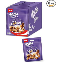 Milka Mini cepumi, 8 x 110 g, Mini cepumi ar šokolādes skaidiņām un Milka Alpine piena šokolādi