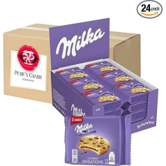 MILKA COOKIES SENSATIONS 24 x 52g Mini kūkas - individuāli iesaiņotas - ar Pere's Candy dāvanu