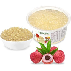 Burbuļtējas bumbiņas - LITSCHI - 490 g oriģinālu popping boba augļu bumbiņu burbuļtējai - 100% vegāns un bez glutēna - prieks acīm un garšas kārpiņām