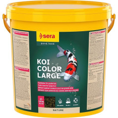 sera (07028) Koi Color Nature Large 21 Ltr. Dabīga krāsojoša barība ar 10% spirulīnas, koi krāsainiem koi no 25 cm, bez krāsvielām un konservantiem.