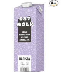 Oat Mølk Barista - 8 gab. iepakojums (8 x 1 litrs) - Barista auzu dzēriens uz augu bāzes bez cukura piedevām - vegāniska piena alternatīva putojošam pienam