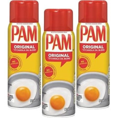 3 x PAM Original Pavārmākslas aerosols - 3 gabaliņu iepakojums Kanolas eļļas nesadalīšanās aerosols, 170 g