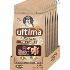 Ultima Nature No Grain sausā barība suņiem Mini Adult Grain-Free with Turkey 8 x 1,1 kg Kopā 8,8 kg