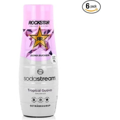 SodaStream Rockstar Tropical Guava Zero sīrups - no 1 x pudeles pagatavo 9 litrus gatava dzēriena, pagatavots sekundēs un vienmēr svaigs, 440 ml (6 gab. iepakojumā)