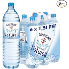 Gerolsteiner Naturell / Natūralus mineralinis vanduo be gazuotų gėrimų / Tinka dietai su mažu natrio kiekiu / 6 x 1,5 l PET vienkartiniai buteliai