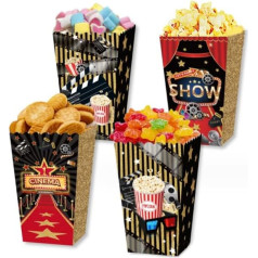 Nenluny Popcorn Boxes for Cinema Popcorn Boxes Dessert Biscuit Trays for Movie Night Birthday Party Favors 24 Pack