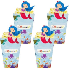 Sumerk Pack of 12 Mermaid Popcorn Boxes Movie Night Popcorn Containers for Party Paper Popcorn Boxes Snack Candy Treat Boxes for Baby Shower Mermaid Theme Birthday Carnival Party Favour