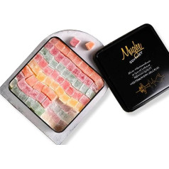 Mughe Gourmet Turkish Delight Sweets Gift Tin Elegant - 1300 g - Halal, Vegan - Lokum Fruit Flavour Rose, Strawberry, Lemon, Orange, Mint - Dāvana īpašām reizēm, dzimšanas dienām