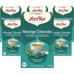 YOGI TEA, Mint Chlorella, Ajūrvēdas organiskā zāļu tēja, hlorellas, piparmētru un citronzāles maisījums, Yogi tējas iepakojums, 6 x 17 maisiņu (kopā 102 maisiņi), ideāli piemērots dāvanai