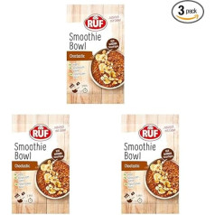 RUF Smoothie Bowl Choctastic brokastu uzkoda uz auzu pārslu bāzes ar riekstiem un banāniem, viegli un ātri pagatavojama, vegāniska, 1 x 50 g iepakojums (3 gab.)