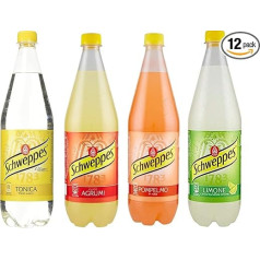 Schweppes Tonica Pompelmo Rozā laima Agrumi Tonizējošais tonizējošais ūdens Testa iepakojums 12 x 1 litrs Atsvaidzinošs