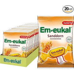 Em-eukal Klepus pilieni pret klepu ar smiltsērkšķiem, bez cukura un laktozes, pastilas ar C vitamīnu, bez cukura - 20 x 75 g