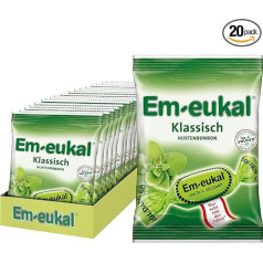 Em-eukal Classic pretklepus konfektes, bez cukura un laktozes, pastilas ar eikalipta eļļu un mentolu - 20 x 75 g