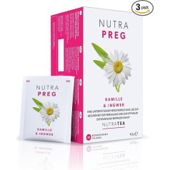 Nutra Tea Nutrapreg grūtniecības tēja grūtniecības laikā, novērš sliktu dūšu, palīdz atslābināties, 60 atkārtoti lietojami tējas maisiņi ar kumelīti un ingveru