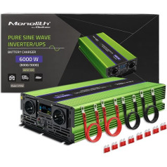 Monolīta sprieguma pārveidotājs | akumulatoru uzlāde | ups | 3000w | 6000w | no 12v uz 230v | tīrs sinusoidālais vilnis | lcd