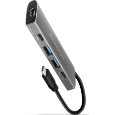 Axagon Hmc-5g2 multiport hub 2x usb-a + 2x usb-c + hdmi, usb-c 3.2 gen 2 10gbps, pd 60w, 13cm usb-c kabelis