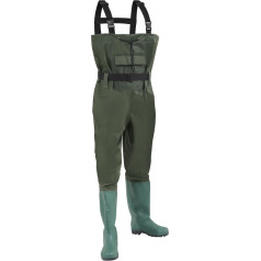 Jiubiaz Men's Waterproof Fishing Trousers Nylon, Breathable PVC Waders, Fishing Trousers with Boots and Hooks, Wading Boots Trousers Suitable for Fishing, Car Washing, Farm