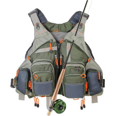 Kylebooker Fly Fishing Vest Regulējams izmērs Mesh Multi-Pocket jaka