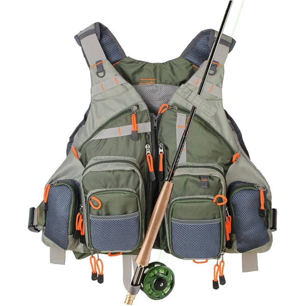 Kylebooker Fly Fishing Vest Regulējams izmērs Mesh Multi-Pocket jaka