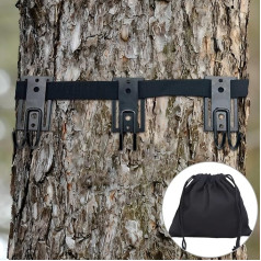 LynsaTac Tree Stand rīku pakaramais ar 3 metāla āķiem - koka seglu piederumu komplekts, medību seglu piederumi, medību piederumi ar metāla sprādzi, medību piederumi ērtai piekļuvei