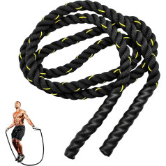 Bomvabe Heavy Skipping Rope Adult 1.3 kg fitnesa muskuļu veidošanai, 300 cm garš smags skrejceļš treniņiem, sporta zāle, āra, melns