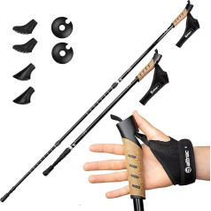 Powrx Attrac Pārgājienu nūjas Nordic Walking Trekking Poles Classic Aluminium Poles with Anti-Shock Cushioning Telescopic Adjustable & Super Light 69 - 136cm incl. workout and app, selectable with carry case.