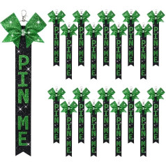 Uzmundrinošs loku turētājs Glitter matu loku meitenēm Rhinestone Bling mugursomas loki Skola Senior Silver Cheer Stuff Bow Accessories LSDxLSxHxLx18PxW1, Green/Black, 13 collas (18 gab.), Green / Black