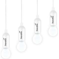 Skandika Narvik kempinga lampa, 4 gabali, LED lampa, izvelkama gaisma, ar akumulatoru darbināma spuldzīte ar izvelkamu slēdzi, piekarama, kempinga piederumi, pārnēsājama telts lampa, kempings, festivāli, garāža, pagrabs