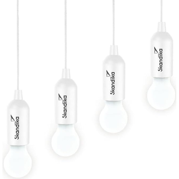 Skandika Narvik kempinga lampa, 4 gabali, LED lampa, izvelkama gaisma, ar akumulatoru darbināma spuldzīte ar izvelkamu slēdzi, piekarama, kempinga piederumi, pārnēsājama telts lampa, kempings, festivāli, garāža, pagrabs