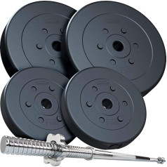 ScSPORTS® Stiegru komplekts - 17,5-65 kg, 30 mm, regulējams, ar hromētu pārklājumu, 120/160 cm, ar atsperu aizdari/spoguļu slēdzeni - Stiegru stieņi, svaru plāksnes