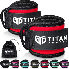 Titan Armour® potītes / plaukstas siksna kabeļu trenažieriem, fitnesa aproces ar lieljaudas dubultiem tērauda D-Ring gredzeniem un regulējamu Velcro stiprinājumu, kāju izliekšanas un sēžamvietas aizmugurē, vīriešiem un sievietēm