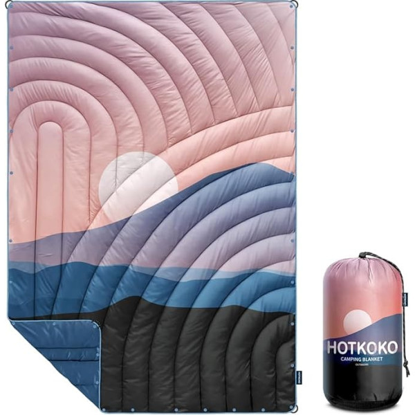 hotkoko kempinga sega Viegls Down Alternative Puffy Printed Camping Blanket Iepakojama āra sega kempingam, ceļojumiem, stadionam, pārgājieniem, piknikiem