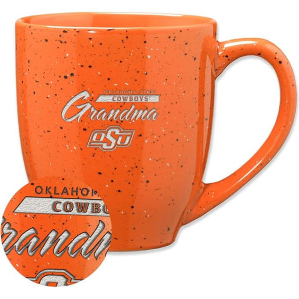 Rico Industries NCAA Oklahoma State Cowboys Grandma 16oz lāzera gravēts keramikas kafijas krūze ar plankumiem