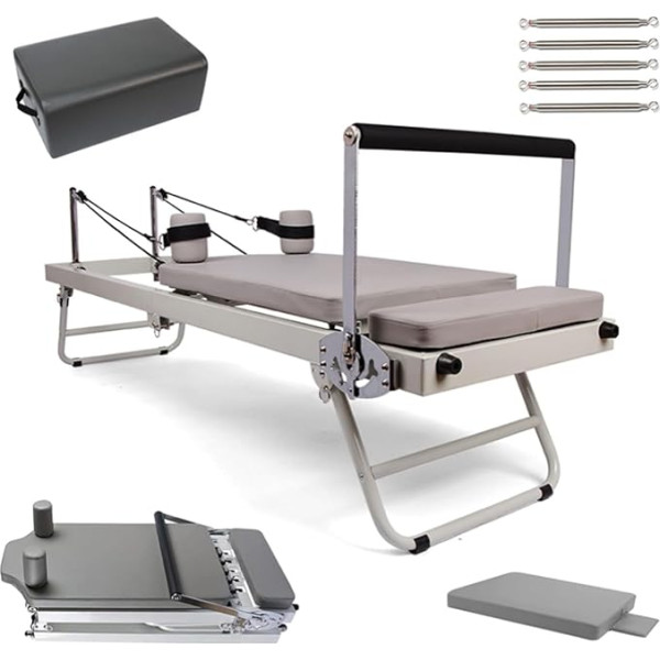 LIBRACTA Pilates Reformer mašīna, salokāms Pilates aprīkojums mājas treniņiem, salokāms Pilates Reformer tērps, Reformer ķermeņa izturības stiepšanas līdzsvara vingrinājumu treniņiem