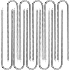 ZOENHOU Pack of 10 12 inches/30 cm Galvanizēti zemes enkuri, zemes enkuri, U-veida mietiņi, stabili ar kaltu galu, zemes enkuri, batuts, mietiņi batutam, kempingam, šūpolēm