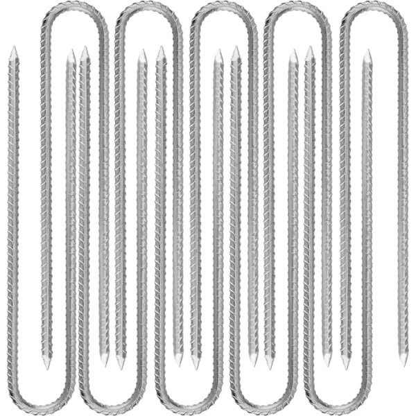 ZOENHOU Pack of 10 12 inches/30 cm Galvanizēti zemes enkuri, zemes enkuri, U-veida mietiņi, stabili ar kaltu galu, zemes enkuri, batuts, mietiņi batutam, kempingam, šūpolēm