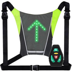 JTKLION Velosipēdu veste ar mirgojošu gaismu 48 LED pagrieziena signāla velosipēda veste USB uzlādējama viegla mugursoma riteņbraukšanas atstarojoša ar 5 regulējamiem LED virziena indikatoriem brīdinājuma brīdinājumam