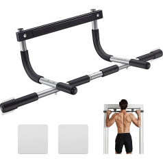 Ally Peaks Pull Up Bar, sabiezināta tērauda caurule, Super Heavy Duty tērauda rāmis, Top Training Bar, Multi-Grip spēks durvīm, Pull Up Bar, fitnesa treneris mājās, pārnēsājams (Silver2)