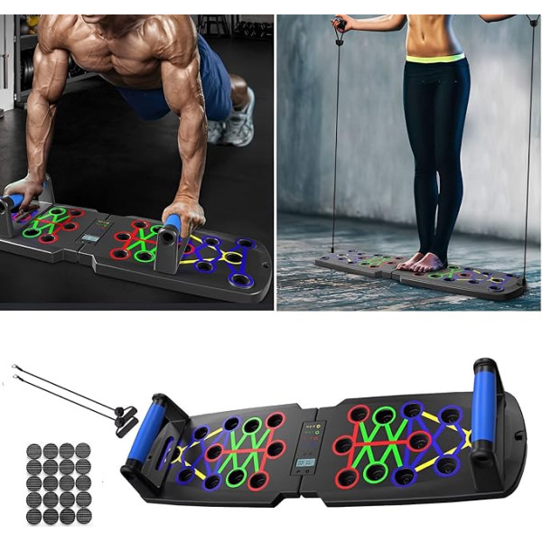 gotosee Foldable Push Up Board Automātiskais skaitītāja taimeris Daudzfunkcionāls fitnesa aprīkojums Fitnesa treneris vīriešiem un sievietēm