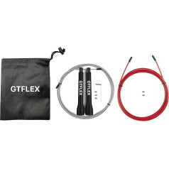 GTFLEX profesionāla Crossfit skečošanas virve ar ergonomiskiem ABS rokturiem + 1,5 mm tērauda virve + 2,5 mm PVC kabelis - viegla, veikla un ātra, ideāli piemērota Cross Training, fitnesam, sporta zālei Regulējama