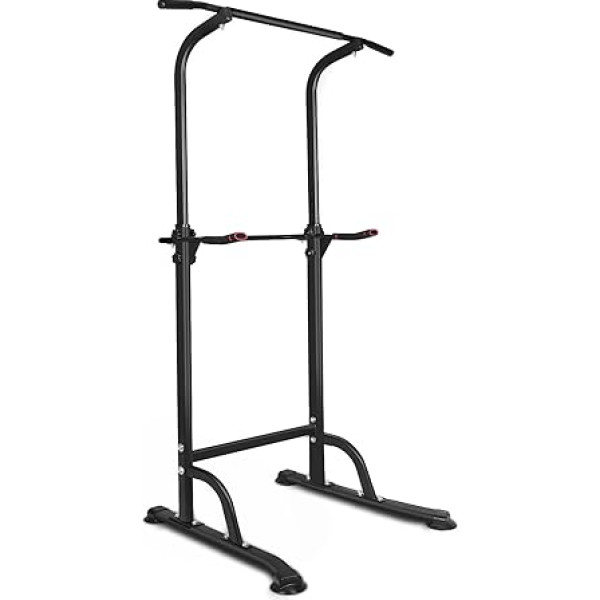 FUNJEPE Power Tower Pull Up Dip stacija Regulējams augstums (168cm-210cm) Daudzfunkcionāls mājas spēka treniņu ķermeņa treniņu fitnesa aprīkojums