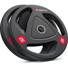 Hop-Sport čuguna svaru plāksnes, izturīgs Olympia svaru plākšņu komplekts 2 x 25 kg, stieņiem ar diametru 50 mm, neslīdoša un gumijota virsma