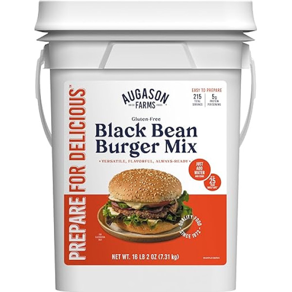 Augason Farms Melno pupiņu burgeris bez lipekļa 12,7L