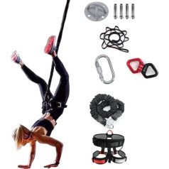 XWHAOB Heavy Pro Bungee pretestības joslu komplekts, Sling Trainer, Sling Trainer, Joga Bungee Cord Rope, pretestības gaisa deju virve, vingrinājumi, fitness, mājas, sporta zāle, profesionālās apmācības aprīkojums (110 kg)