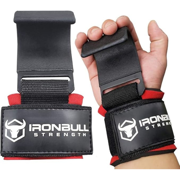 Iron Bull Strength Weight Lifting Steel Hooks (Pair) - Heavy Duty Lifting Wrist Straps - Deadlift Straps for Powerlifting - Biezs polsterēts treniņu āķis - Svarcelšanas cimdi smagumu celšanai